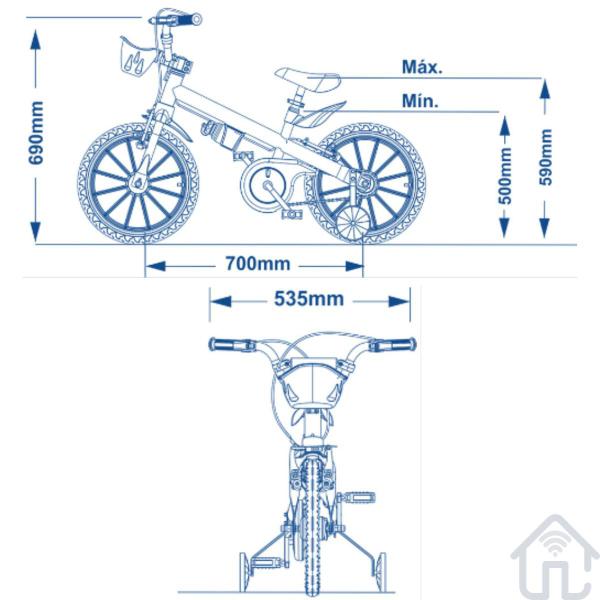 Imagem de Bicicleta Infantil Nathor Aro 16 Tech Boys Com Rodinha Azul/Preta