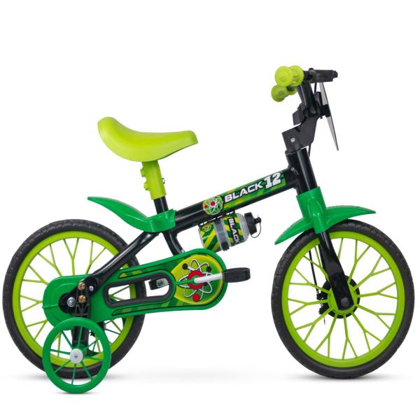 Imagem de Bicicleta Infantil Nathor Black 12 Garrafinha Com Capacete