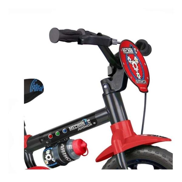 Imagem de Bicicleta  Infantil Nathor Mechanic Aro 12 Freio Tambor Cor Preto/vermelho Com Rodas De Treinamento