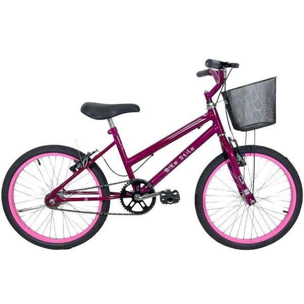 Imagem de Bicicleta Infantil Passeio Aro 20 Cesta Feminina Rosa Verniz