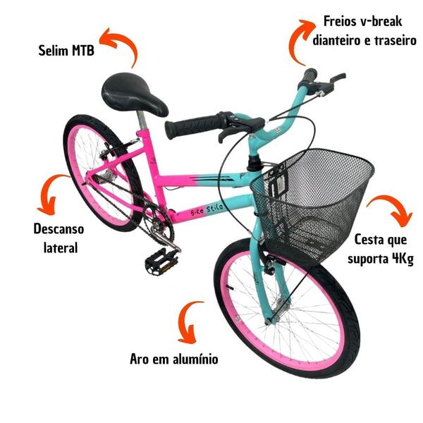 Imagem de Bicicleta Infantil Passeio Aro 20 Cesta Feminina Tifany/Rosa