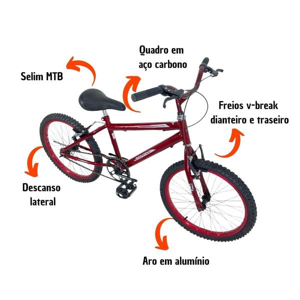 Imagem de Bicicleta Infantil Passeio Aro 20 Masculina Vermelho