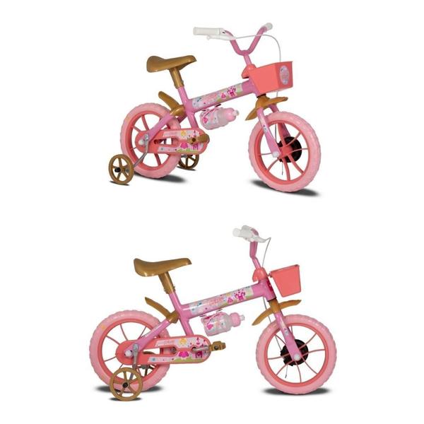 Imagem de Bicicleta Infantil Princy Aro 12 Rosa E Dourado E Capacete