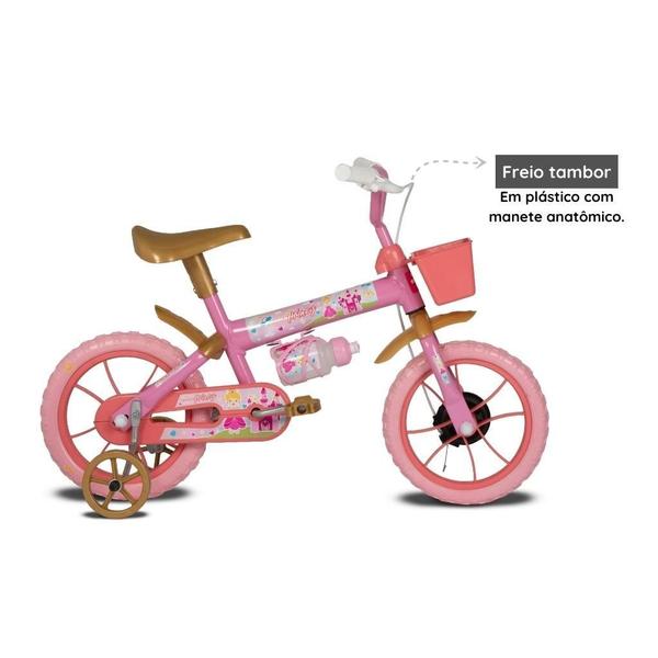 Imagem de Bicicleta Infantil Princy Aro 12 Rosa E Dourado E Capacete