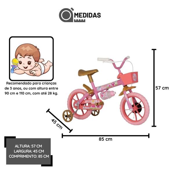 Imagem de Bicicleta Infantil Princy Aro 12 Rosa E Dourado E Capacete