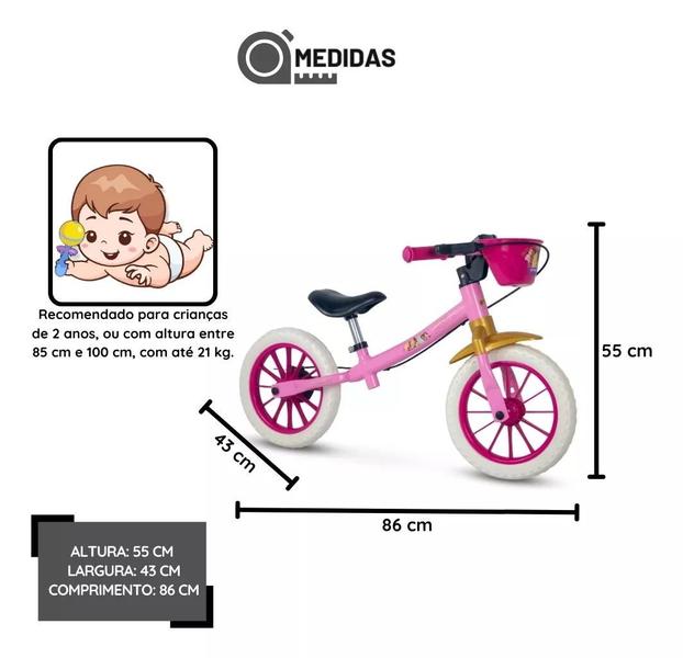 Imagem de Bicicleta Infantil Sem Pedal Equilíbrio Balance Princesas Nathor