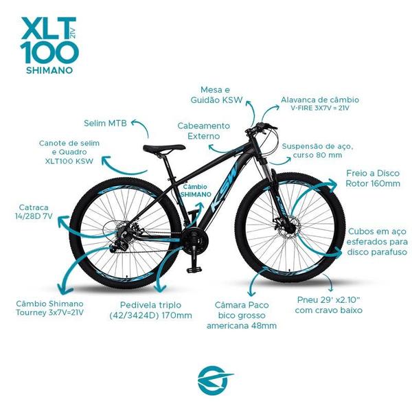 Imagem de Bicicleta KSW XLT 100 Aro 29" 21V Shimano MTB S15