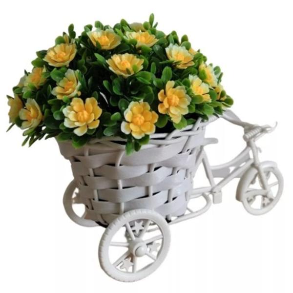 Imagem de Bicicleta Miniatura Cesto Com Laço + Flor Artificial Bucho