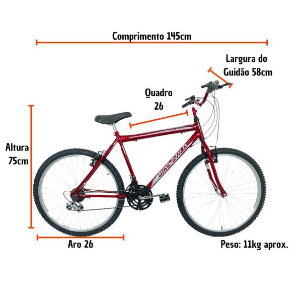 Imagem de Bicicleta Passeio 18 Marchas Aro 26 Masculina Vermelho