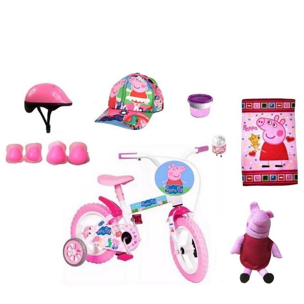 Imagem de Bicicleta Peppa Pig Aro 12 Infantil Feminina Com 8 Itens