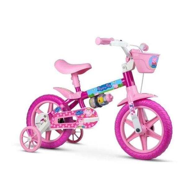 Imagem de Bicicleta Peppa Pig Com Rodinha Menina Aro 12 Com 9 Itens