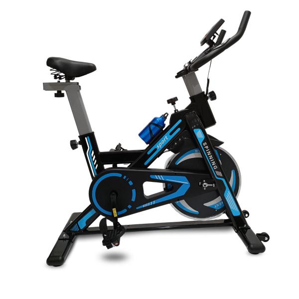 Imagem de Bicicleta profissional de spinning com monitor exercício aeróbico azul