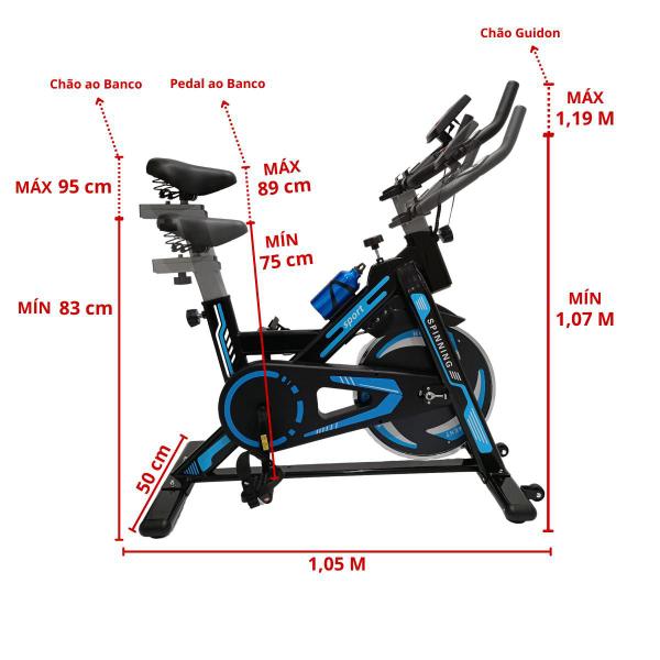 Imagem de Bicicleta profissional de spinning com monitor exercício aeróbico azul