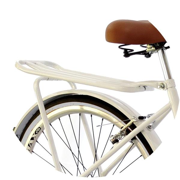 Imagem de Bicicleta Retrô aro 26 cesta marrom bagageiro 6v Branco