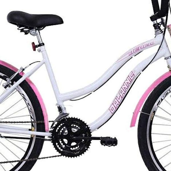 Imagem de Bicicleta Retrô Vintage Aro 26 18v Feminina Beach Rosa com Branco