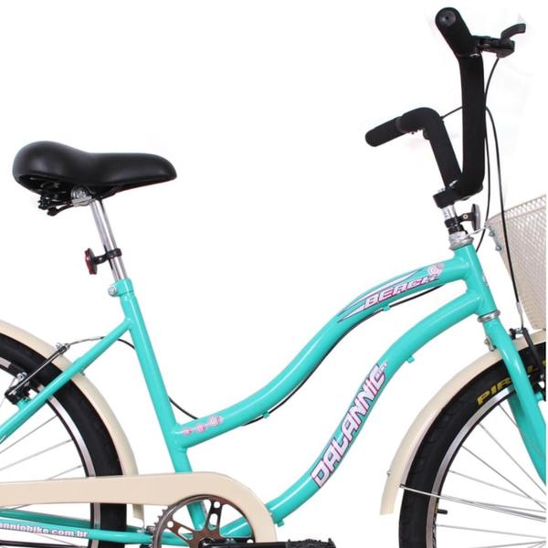 Imagem de Bicicleta Retro Vintage Aro 26 Feminina Beach Azul Turquesa com Cestinha