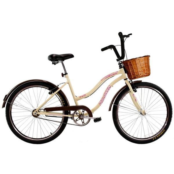 Imagem de Bicicleta Retro Vintage Aro 26 Feminina Beach Bege com Cestinha