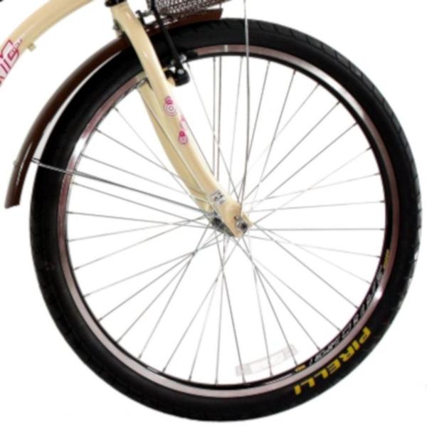 Imagem de Bicicleta Retro Vintage Aro 26 Feminina Beach Bege com Cestinha