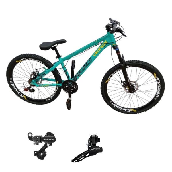 Imagem de Bicicleta Vikingx Tuff 30 Aluminio 24v Aro 26 Mtb Freerider Cambio Shimano Dianteiro Traseiro Unissex Freio Disco