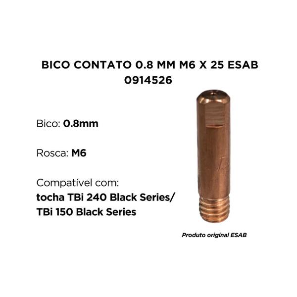 Imagem de Bico de contato 0.8 mm para tocha tbi 240 e 150 black series 