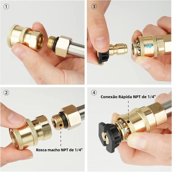 Imagem de Bico de Extensão 4000PSI para Pistola de Pulverização de Alta Pressão - Conexão Rápida