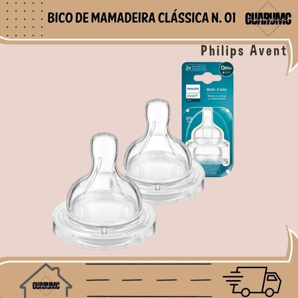 Imagem de Bico de Mamadeira Clássica N. 01 C/2 Ant colic Philips Avent SCY761/02