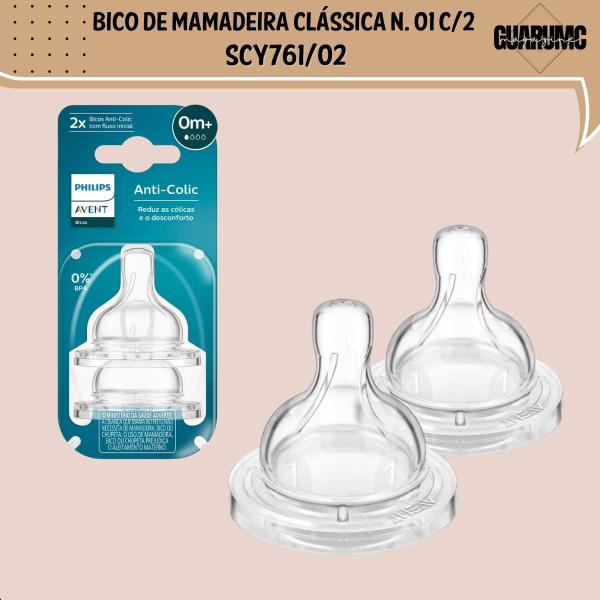 Imagem de Bico de Mamadeira Clássica N. 01 C/2 Ant colic Philips Avent SCY761/02