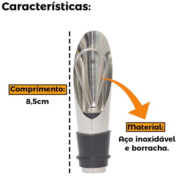 Imagem de Bico Dosador Com Tampa Rolha Para Vinhos Em Aço Inox Multiuso