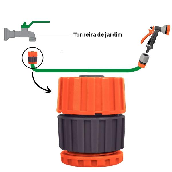 Imagem de Bico Engate Rosqueado Para Mangueira De 1/2" Polegada Com Conxeão Para Torneira de 3/4" + Redução Para 1/2"  Tramontina