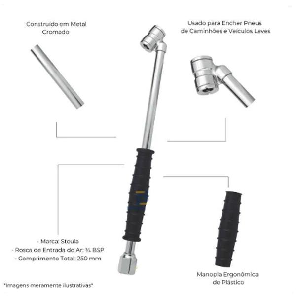 Imagem de Bico Inflador Duplo Longo Steula BC 119-CR