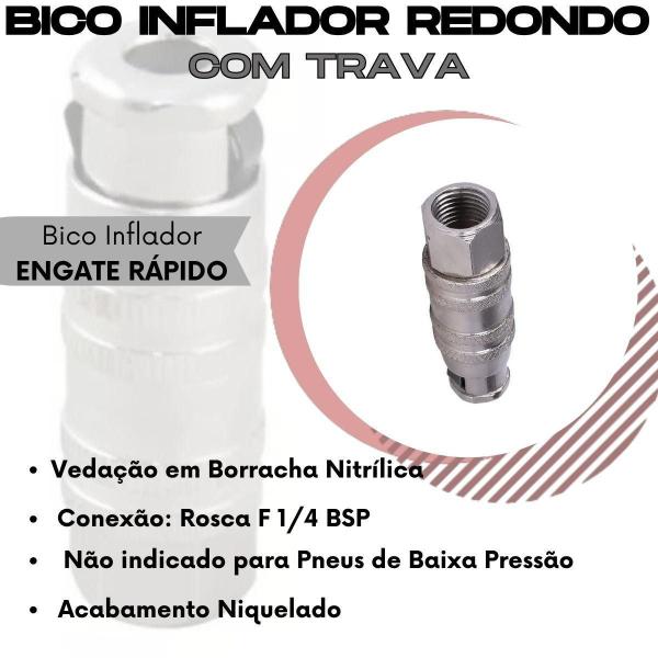 Imagem de Bico Inflador Redondo Com Trava - Engate Rapido