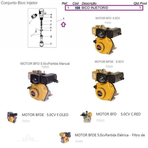 Imagem de Bico Injetor Do Motor BFD(E) 5.0cv Buffalo Original - 158