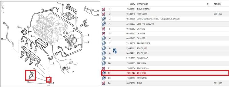 Imagem de Bico Injetor Doblo / Palio 1.0/1.3 16v Novo Original 7082242