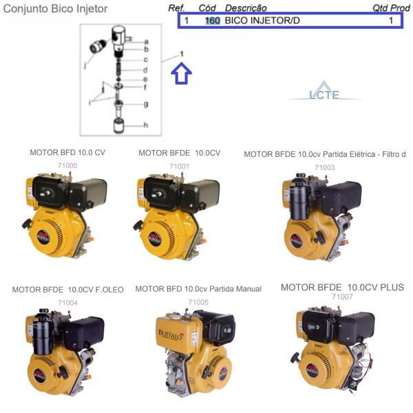 Imagem de Bico Injetor Para Motor á Diesel 10.0cv Buffalo Original 160