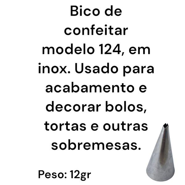 Imagem de Bico para confeitar 124 3,5x6cm inox decoração confeitaria