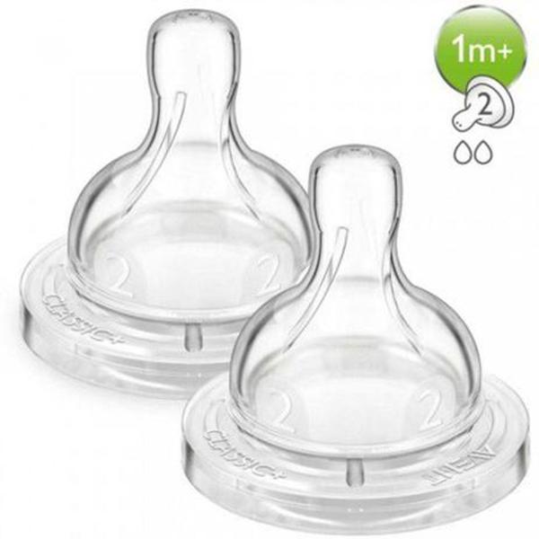 Imagem de Bico para mamadeira classic Philips Avent Nº 2 1m+ com 2 bicos para fluxo lento