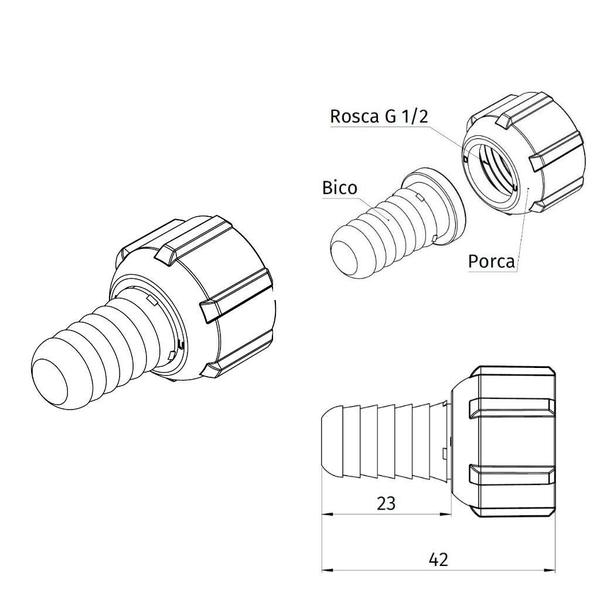 Imagem de Bico Para Torneira De Tanque Branco Com Porca Herc