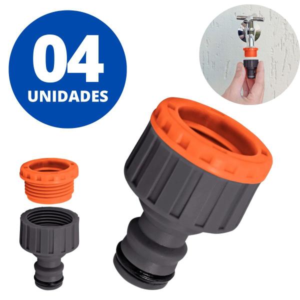 Imagem de Bico Para Torneira Engate Rápido Com Conexão Para Torneira de 3/4" + Redução Para 1/2"  Tramontina  Kit 04 Un