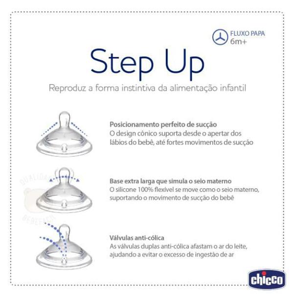 Imagem de Bico Step Up Silicone Fluxo Papa +6M Chicco