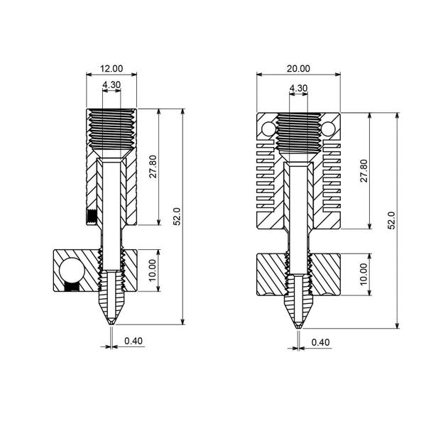 Imagem de Bicos Hotend Extrusora MK8 0,4mm (3 Unidades) - Compatível com CR-10, Ender 3 Pro e Ender 5