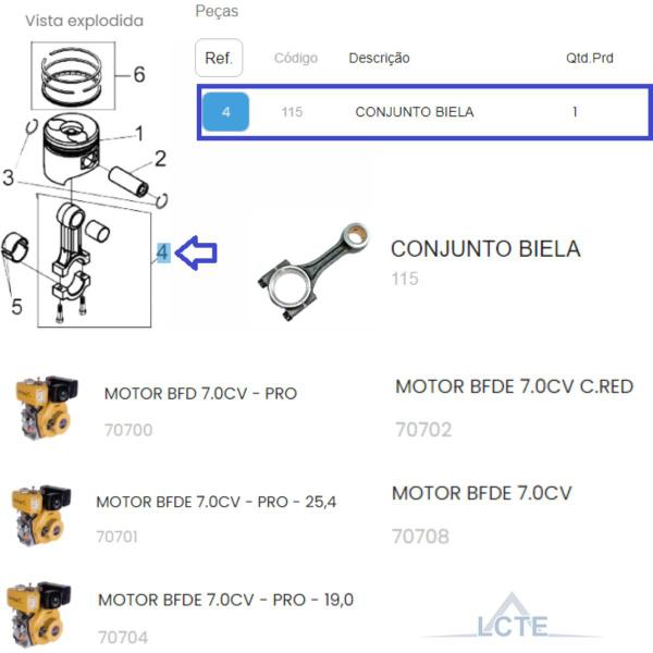 Imagem de Biela Completa P/ Motor à Diesel 7.0hp Buffalo 115