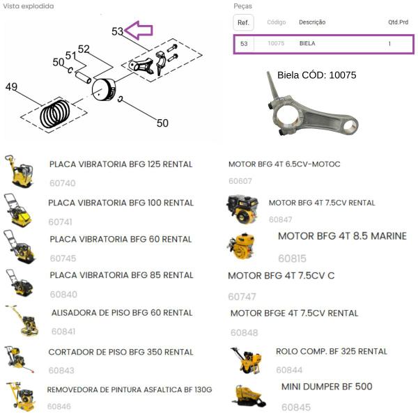 Imagem de Biela P/ Rolo Compactador BF 325 e Mini Dumper BF 500