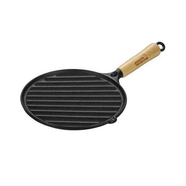 Bifeteira Ferro Estriada 22cm Tampa Vidro Panela Mineira Imagem de Bifeteira Ferro Estriada 22cm Tampa Vidro Panela Mineira