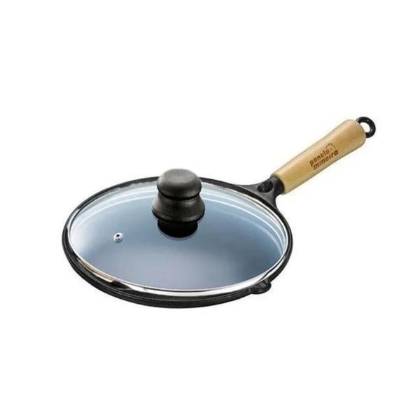 Bifeteira Ferro Estriada 22cm Tampa Vidro Panela Mineira Imagem de Bifeteira Ferro Estriada 22cm Tampa Vidro Panela Mineira