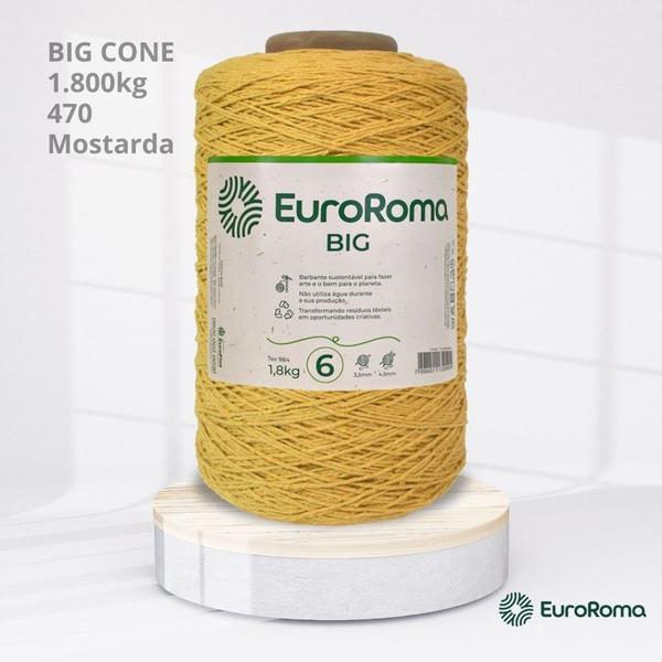 Imagem de Big Cone Barbante EuroRoma Amarelo Mostarda 470 N.6 4/6 com 1.800kg