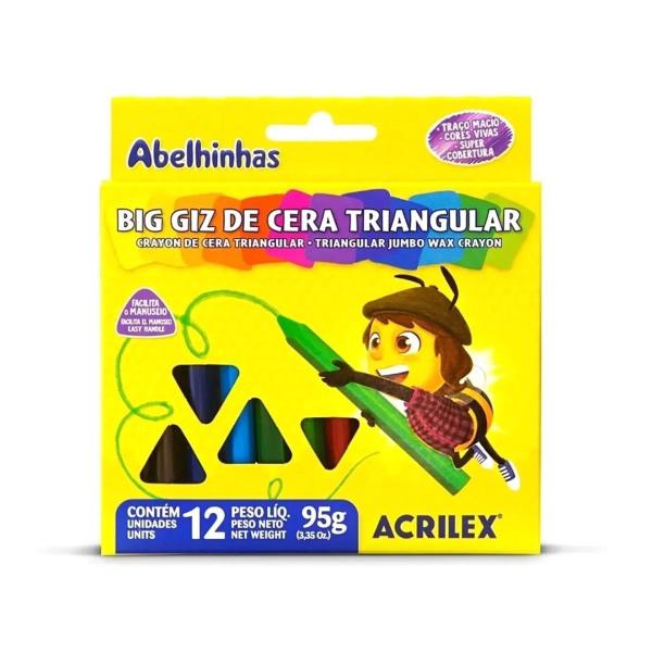 Imagem de Big Giz de Cera Triangular Gizão Jumbo 12 Cores Acrilex