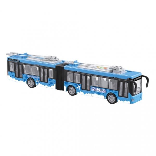 Imagem de Big Onibus Friccao com Luz e Som DM Toys Portas Abrem 44cm Azul Modelo Urbano Brinquedo