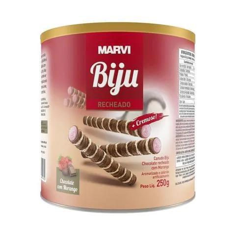 Imagem de Biju recheado chocolate com morango 250g marvi