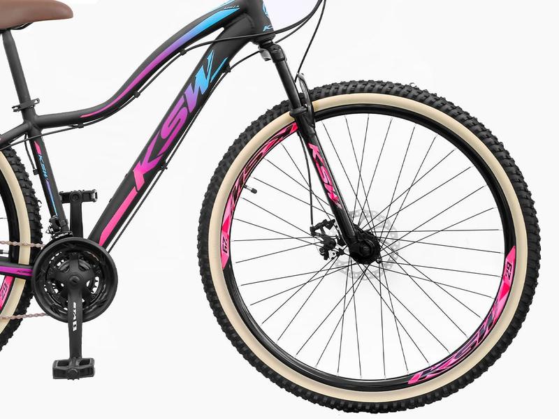 Imagem de Bike Feminina Aro 29 KSW MWZA Retrô 21v Shimano Com Cesta