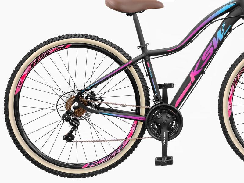 Imagem de Bike Feminina Aro 29 KSW MWZA Retrô 21v Shimano Com Cesta